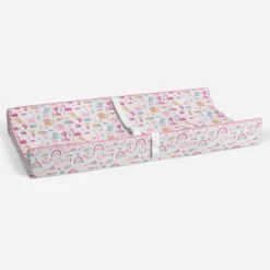 Bacati - Little Dino Girls Fucshia/Aqua Muslin Quilted Changing Pad Cover -Bacati GUEST 7692987a c4cb 4f53 ac22 29b96980c54d