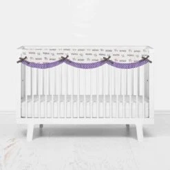 Bacati - Love Gray/Lilac Stripes Long Side Crib Rail Guard Cover -Bacati GUEST 76a6f0c2 1439 4d56 b8df 24b097704731