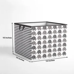 Bacati - Elephants White/Gray Fabric Storage Box/Tote Large -Bacati GUEST 770e10c3 21a4 4c7a a38e fbf548811d95