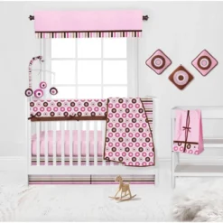 Bacati - Mod Dots/Stripes Long Crib Rail Guard Cover Pink/Chocolate -Bacati GUEST 775acfd1 2c9f 4f85 91d6 8e7d59b21f0b