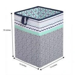 Bacati - Noah Mint/Navy Collapsible Laundry Hamper -Bacati GUEST 7a9265bd e54c 4c5a 80df 319db0514cbb