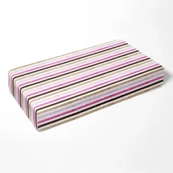 Bacati - Multicolor Stripes Pink Fuschia Beige Chocolate 100 Percent Cotton Universal Baby US Standard Crib Or Toddler Bed Fitted Sheet -Bacati GUEST 7c1e670a 7b88 42a6 95f4 de0c318f10bf