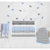 Bacati - Ikat Dots Zebra Blue Grey Muslin Boys 8 Pc Crib Set With Crib Rail Guard