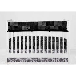 Bacati - Classic Damask Black/Grey/White 6 Pc Crib Bedding Set With Long Rail Guard Cover -Bacati GUEST 7d3dbd10 9bb3 47b5 a20a da93c13c3f7f