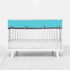 Bacati - Elephants Long Crib Rail Guard Cover Aqua/Lime/Gray
