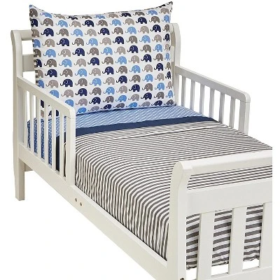 Bacati - Elephants Blue Navy Gray 3 Pc Toddler Bed Sheet Set 4 Bacati - Elephants Blue Navy Gray 3 Pc Toddler Bed Sheet Set - Image 2