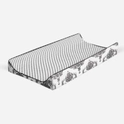 Bacati - Classic Damask White/Black Pin Dots Changing Pad Cover