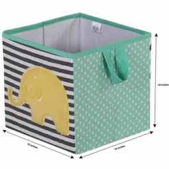 Bacati - Elephants Mint/Yellow/Gray Fabric Storage Box/Tote Small -Bacati GUEST 7fec4bea ae43 479a b26c da7dfbceef95