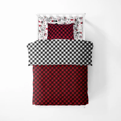 Bacati - Lumberjack Red Black 5 Pc Toddler Bedding Set 4 Bacati - Lumberjack Red Black 5 Pc Toddler Bedding Set - Image 2