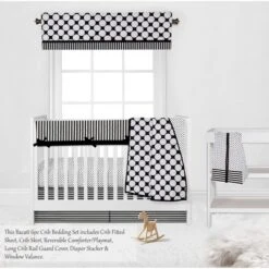 Bacati - Dots Stripes Black/White 6 Pc Crib Bedding Set With Long Rail Guard Cover -Bacati GUEST 81c94b64 e7af 4067 b333 8f55dc51786c