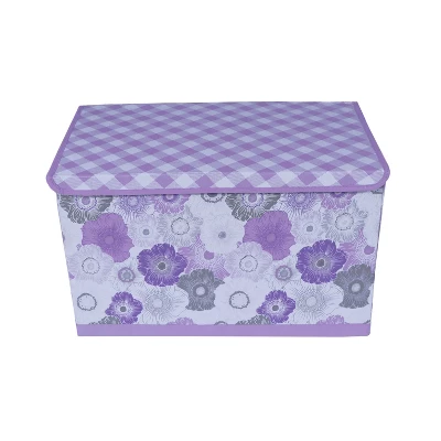 Bacati - Watercolor Floral Purple/Gray Fabric Storage Toy Chest 3 Bacati - Watercolor Floral Purple/Gray Fabric Storage Toy Chest