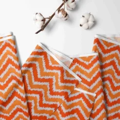 Bacati - Mix N Match Chevron/Dots Crib Rail Guard Set Of 2 Covers Orange/Gray
