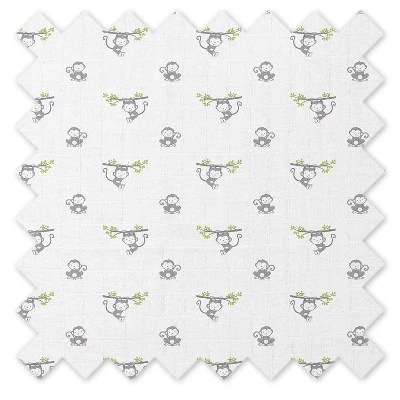 Bacati - Happy Monkeys Gray Muslin 100 Percent Cotton Universal Baby US Standard Crib Or Toddler Bed Fitted Sheet 6 Bacati - Happy Monkeys Gray Muslin 100 Percent Cotton Universal Baby US Standard Crib Or Toddler Bed Fitted Sheet - Image 4