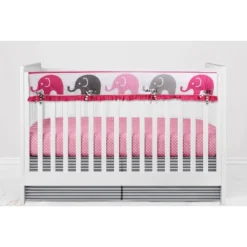 Bacati - Elephants Long Crib Rail Guard Cover Pink/Gray -Bacati GUEST 83ac6e9a c9c4 487d b865 9cb9626f28d1
