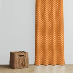 Bacati - Pin Dots Orange Cotton Printed Single Window Curtain Panel