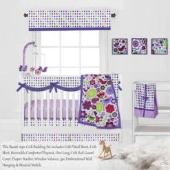 Bacati - Botanical Floral Birds Purple Multicolor 10 Pc Crib Bedding Set With Long Rail Guard Cover -Bacati GUEST 87a5013e 0977 44f0 a255 c3ed17e55e0a