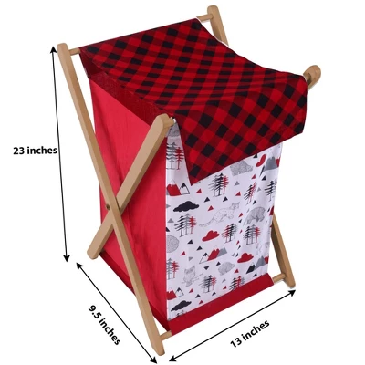 Bacati - Woodlands Red/Black/Gray Laundry Hamper With Wooden Frame 4 Bacati - Woodlands Red/Black/Gray Laundry Hamper With Wooden Frame - Image 2
