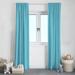 Bacati - Pin Dots Aqua Window Curtain Panel -Bacati GUEST 8b567fdb 6b10 40af b9cc 1d27febc433a