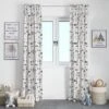Bacati - Woodlands Grey/Beige Triangles Neutral Cotton Printed Single Window Curtain Panel