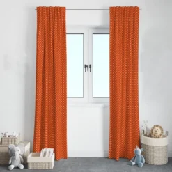 Bacati - Arrows Orange Cotton Printed Single Window Curtain Panel