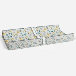 Bacati - Little Dino Boys Teal/Yellow Muslin Quilted Changing Pad Cover -Bacati GUEST 8d4d202a ebbe 4a78 9fb1 e2144b250bc6