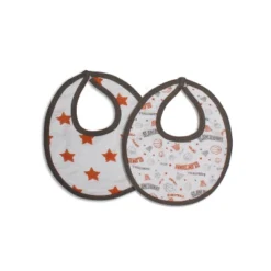Bacati - Basketball Orange/Gray Muslin 4 Pc Set Of Bibs & Burp Cloths Set
