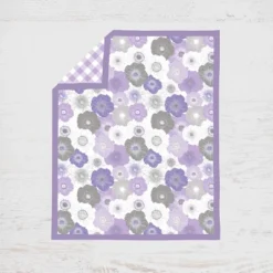 Bacati - Watercolor Floral Purple Gray 10 Pc Girls Crib Bedding Set With Long Rail Guard Cover -Bacati GUEST 90e35648 b6d9 4908 92a5 5d12416dc88c