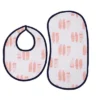 Bacati - Olivia Coral/Navy Feathers/Triangles Muslin 4 Pc Set Of Bibs & Burp Cloths Set -Bacati GUEST 94055a27 fd2e 4b41 b3fe 65158761037b
