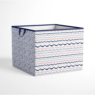 Bacati - Olivia Coral/Navy Storage Box Large 3 Bacati - Olivia Coral/Navy Storage Box Large