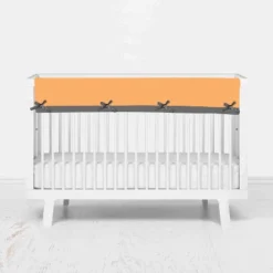 Bacati - Solid Aqua/Orange/Gray Long Crib Rail Guard Cover