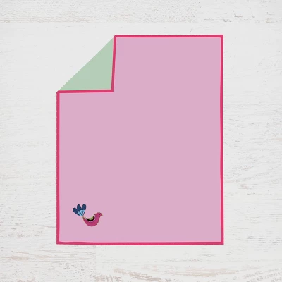 Bacati - Botanical Floral Birds Pink Multicolor 6 Pc Crib Bedding Set With Long Rail Guard Cover 5 Bacati - Botanical Floral Birds Pink Multicolor 6 Pc Crib Bedding Set With Long Rail Guard Cover - Image 3