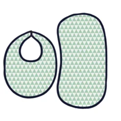 Bacati - Emma Mint/Navy Triangles Muslin 4 Pc Set Of Bibs & Burp Cloths Set -Bacati GUEST 99226efd 5bbb 4d0b aa57 c6c339720437 1