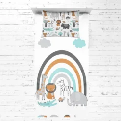 Bacati - Safari Animals Aqua Orange Gray 3 Pc Toddler Bed Sheet Set 10 Bacati - Safari Animals Aqua Orange Gray 3 Pc Toddler Bed Sheet Set -Bacati GUEST 9ae82ecc b74b 402f b02d a889a4b48b4e