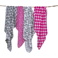 Bacati - Ikat Pink/Gray Swaddling Muslin Blankets Set Of 4 -Bacati GUEST 9aee03d7 fba6 4b47 b152 17ebe34959ed