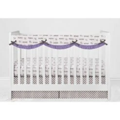 Bacati - Love Gray/Lilac Stripes Long Side Crib Rail Guard Cover -Bacati GUEST 9bae4f09 4d63 44c1 a79d 5fad7b0792fd