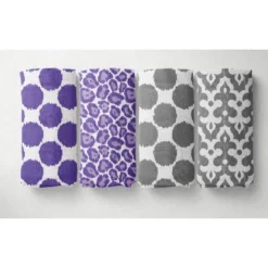 Bacati - Ikat Leopard Purple Gray 6 Pc Crib Set With 4 Muslin Swaddle Blankets -Bacati GUEST 9bc9d221 6884 4750 bf1c 59705eb6c446