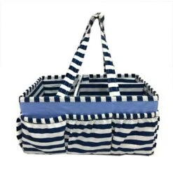 Bacati - Pin Stripes Navy Storage Caddy -Bacati GUEST 9cac93a8 3a69 4d4d b104 2631e234c2ac