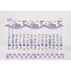 Bacati - Watercolor Floral Purple Gray 10 Pc Girls Crib Bedding Set With Long Rail Guard Cover -Bacati GUEST 9d34ecfc 6fae 4dd6 b59a 496545059ae9