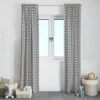 Bacati - Love Grey Warp Stripes Cotton Printed Single Window Curtain Panel