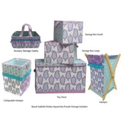 Bacati - Isabella Paisley Aqua/Lilac/Purple Collapsible Laundry Hamper -Bacati GUEST a5030de7 4635 4ed0 9e5c 0087363ac755