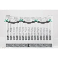 Bacati - Clouds In The City Mint/Gray 6 Pc Crib Bedding Set With Long Rail Guard Cover -Bacati GUEST a84520e5 17dd 4e0a 9fa7 754db228fba1 1
