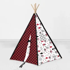 Bacati - Lumberjack Red/Black Play Tent For Kids/Toddlers, 100% Cotton Percale Fabric Cover -Bacati GUEST ad0b9273 e056 4e90 b974 9a3e12dda2fd