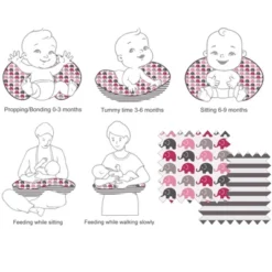 Bacati - 3 Pc Elephants Pink/Gray Hugster Feeding & Infant Support Nursing Pillow With 2 Removable Zippered Covers -Bacati GUEST aee97c6c bb9b 4d12 82b5 e51479f8242d