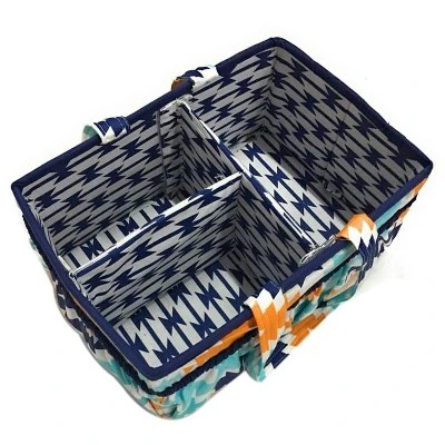Bacati - Aztec Design Aqua/Orange/Navy Storage Caddy 5 Bacati - Aztec Design Aqua/Orange/Navy Storage Caddy - Image 3