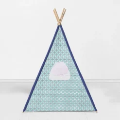 Bacati - Noah Boys Mint Navy Play Tent For Kids/Toddlers, 100% Cotton Percale Fabric Cover -Bacati GUEST afa6bc70 ad5c 414c a33b b87afafb479e