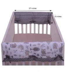 Bacati - Owls Gray/Beige Neutral Cotton Crib Rail Guard Covers Set Of 2 Small Side -Bacati GUEST b1569ef2 1bf3 46cd 8f82 961d41b738ae