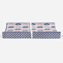 Bacati - Emma Printed Kilim Coral/Mint/Navy Quilted Changing Pad Cover -Bacati GUEST b2e3636a 1ae5 4845 9218 1f6f1f8ec947