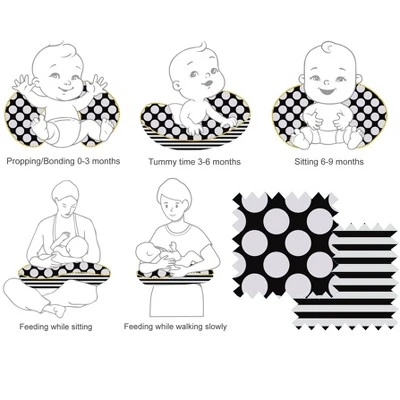 Bacati - 3 Pc Dots/Pin Stripes Black/White Hugster Feeding & Infant Support Nursing Pillow 6 Bacati - 3 Pc Dots/Pin Stripes Black/White Hugster Feeding & Infant Support Nursing Pillow - Image 4