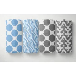 Bacati - Ikat Dots Zebra Blue Grey Muslin Boys 8 Pc Crib Set With Crib Rail Guard -Bacati GUEST b3c94547 7c3d 4a67 a314 b7c4d19dfddb