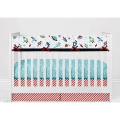 Bacati - Space Multicolor Boys Cotton Long Crib Rail Guard Cover -Bacati GUEST b4ab7d4e 0233 4337 a46e 6f5f0c9832eb